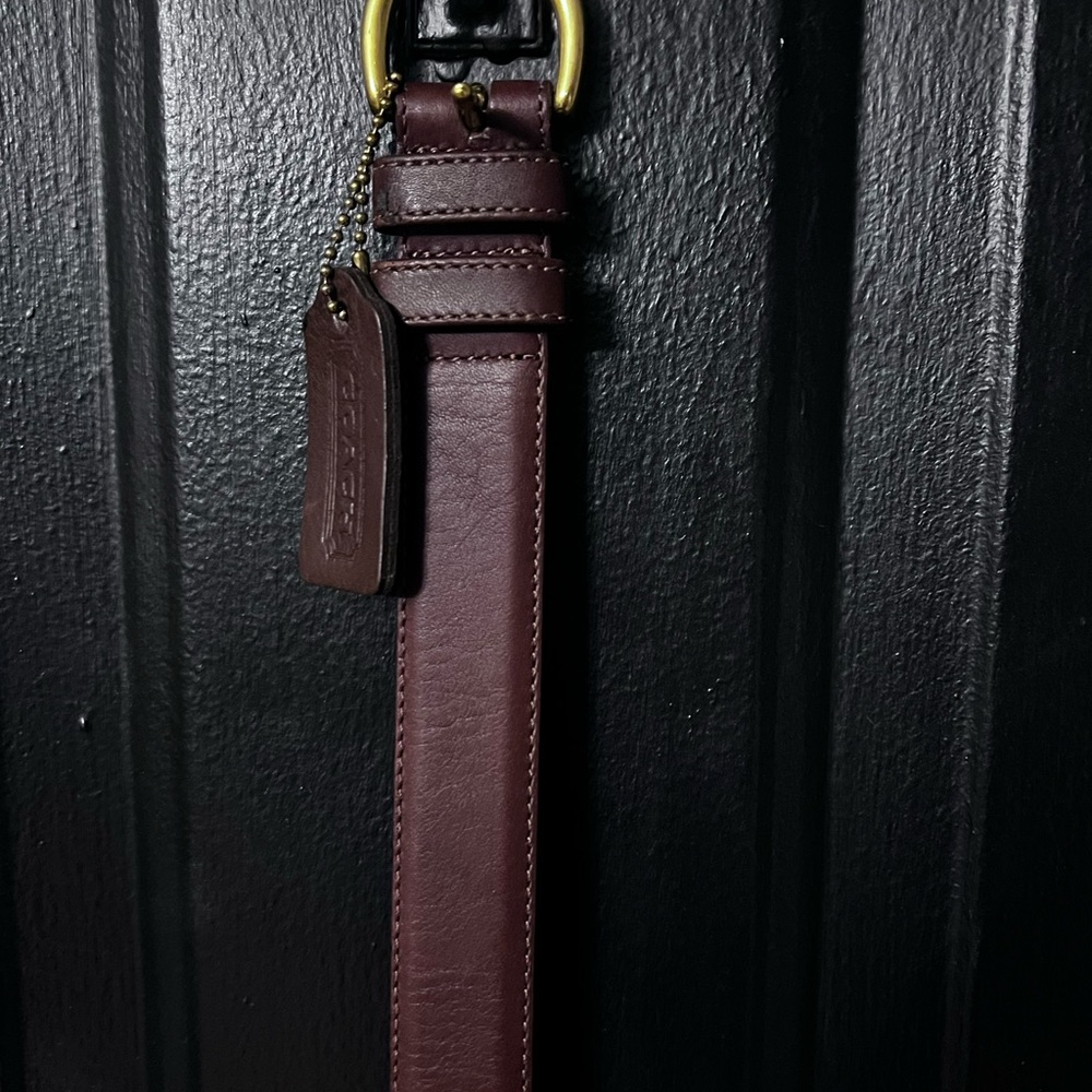 Brown Leather Belt with Gold Buckle